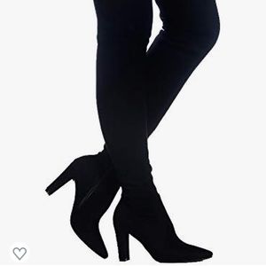 Black, over the knee heels